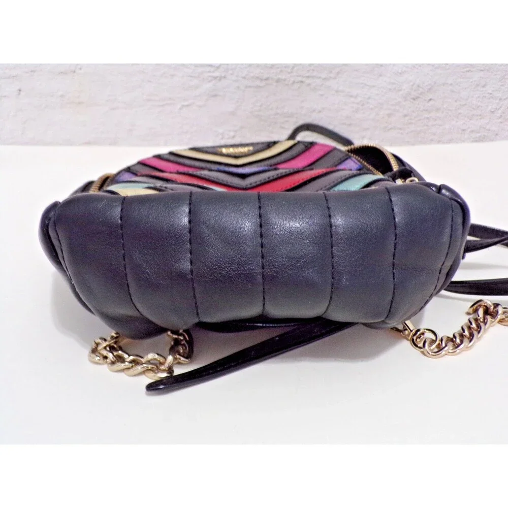Victoria Secret Mini Backpack Black Quilted w/Adjustable Straps Gold Tone Accent